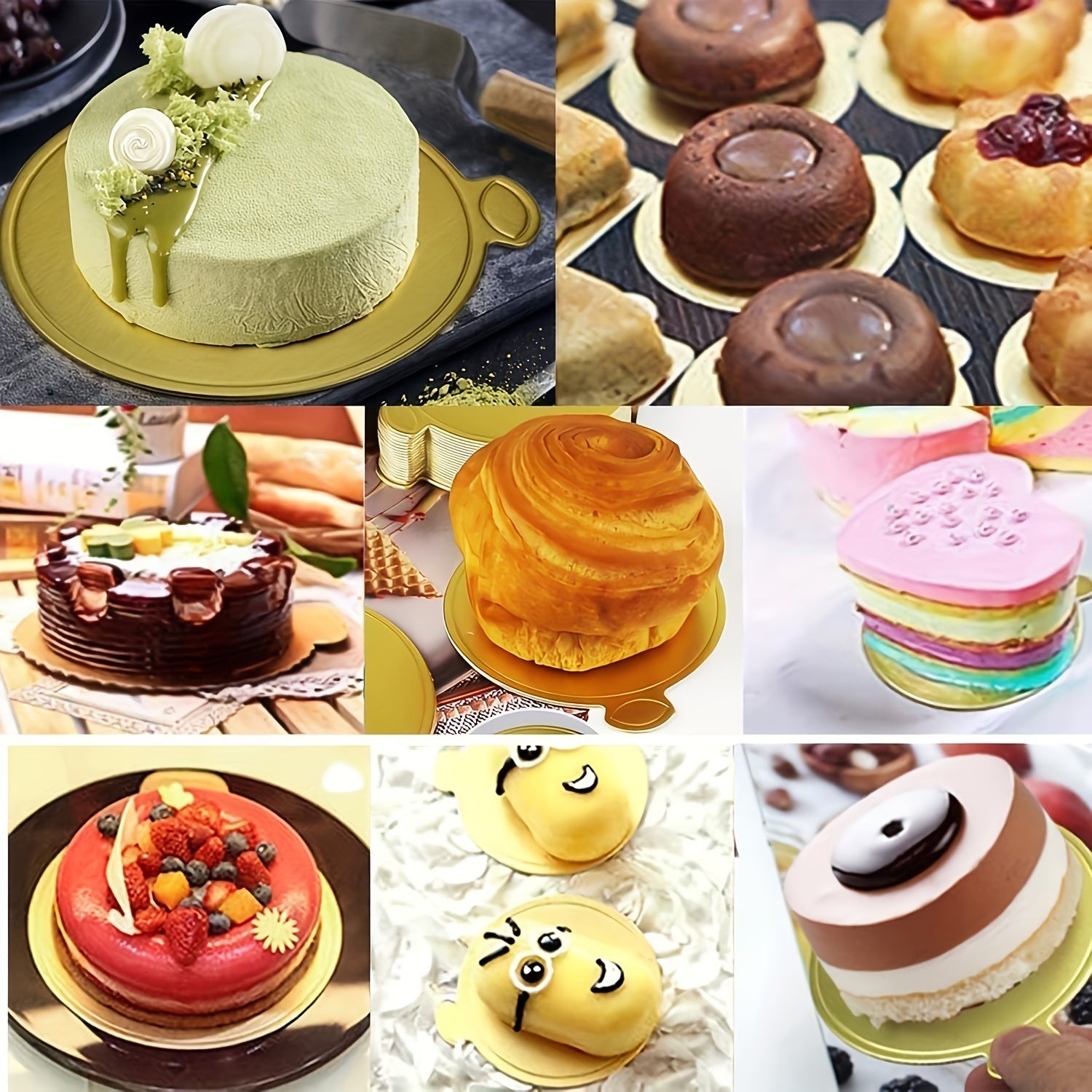 Golden Cardboard Mini Cake Bases 50/100 Round Disposable Cupcake Boards for Desserts