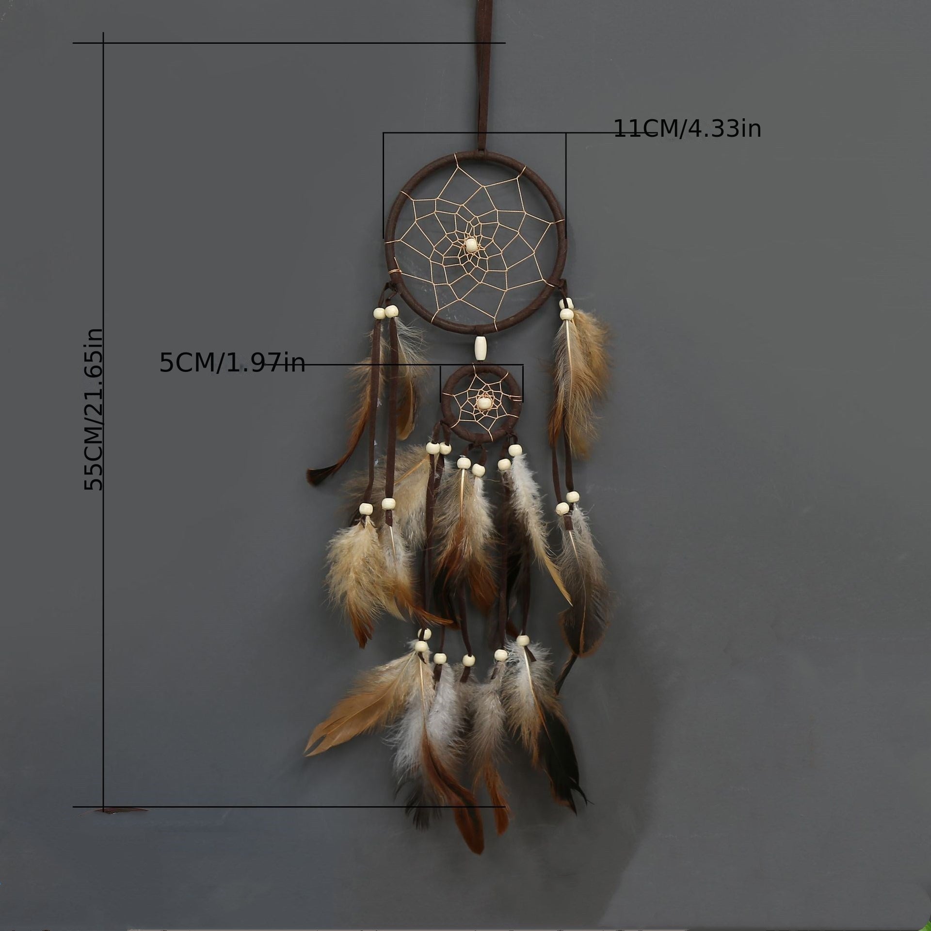 Qorong‘u jigarrang mo‘'tadil boho hindistoncha orz tutuvchi devor sumkasi devor bezagi yotoqxona uchun to‘y