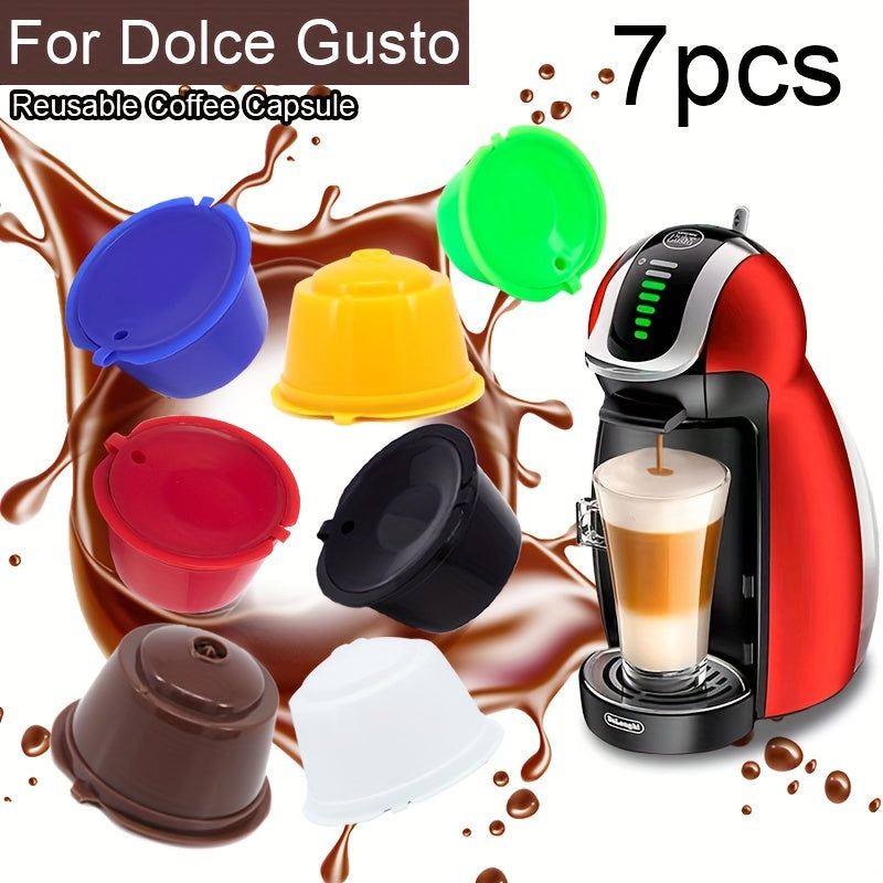 Juego de 7 filtros reutilizables para cápsulas de café para Nescafe Dolce Gusto, recargables, duraderos