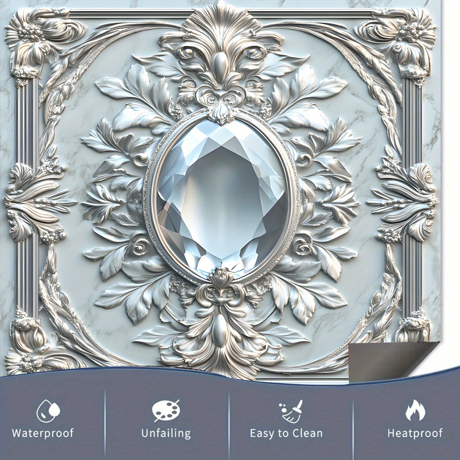 Kristal Gem Ramka Pishirish Mashinasining Qopqog'i Suv o'tkazmaydigan Isitishga chidamli Gul dizayni 58.5x65 sm