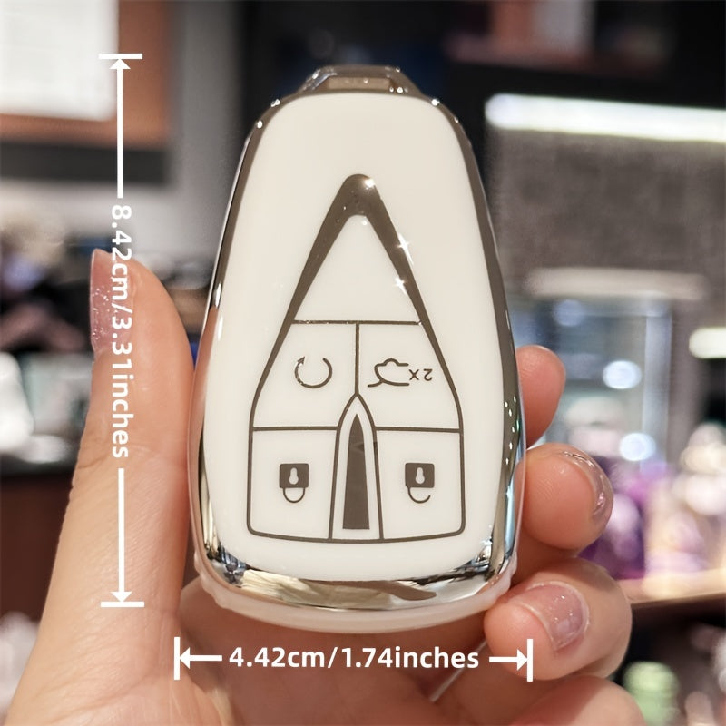 Universal Car Key Fob Cover TPU Protective Case Transparent Buttons Stylish White