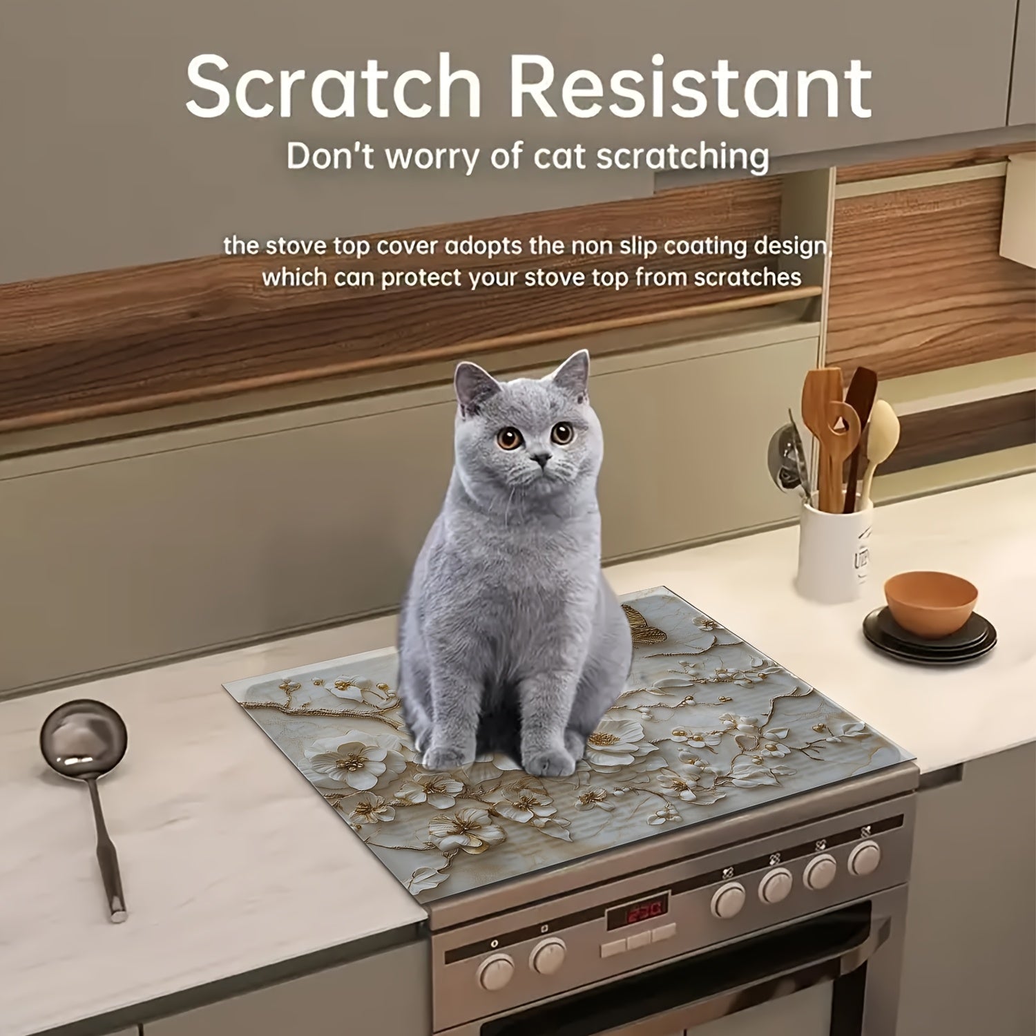 Alfombra antideslizante resistente al calor con diseño de mariposas y flores, 71.88cm x 52.07cm para estufas y hornos