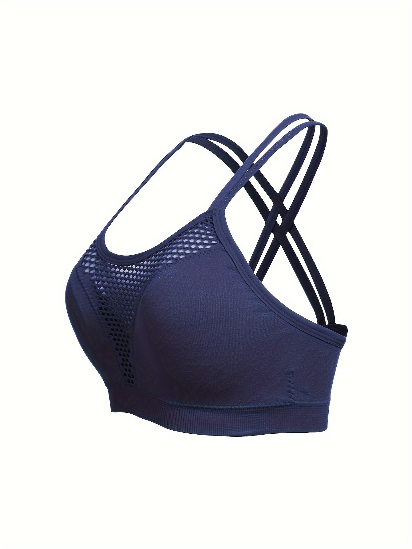 Women's Plus Size Cross-Strap Backless Sports Bras Wireless Hollow-Out Workout Wear