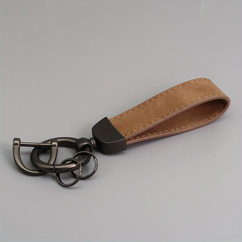 Men's Suede Car Key Chain with PU Leather Anti-Loss Key Holder Gift