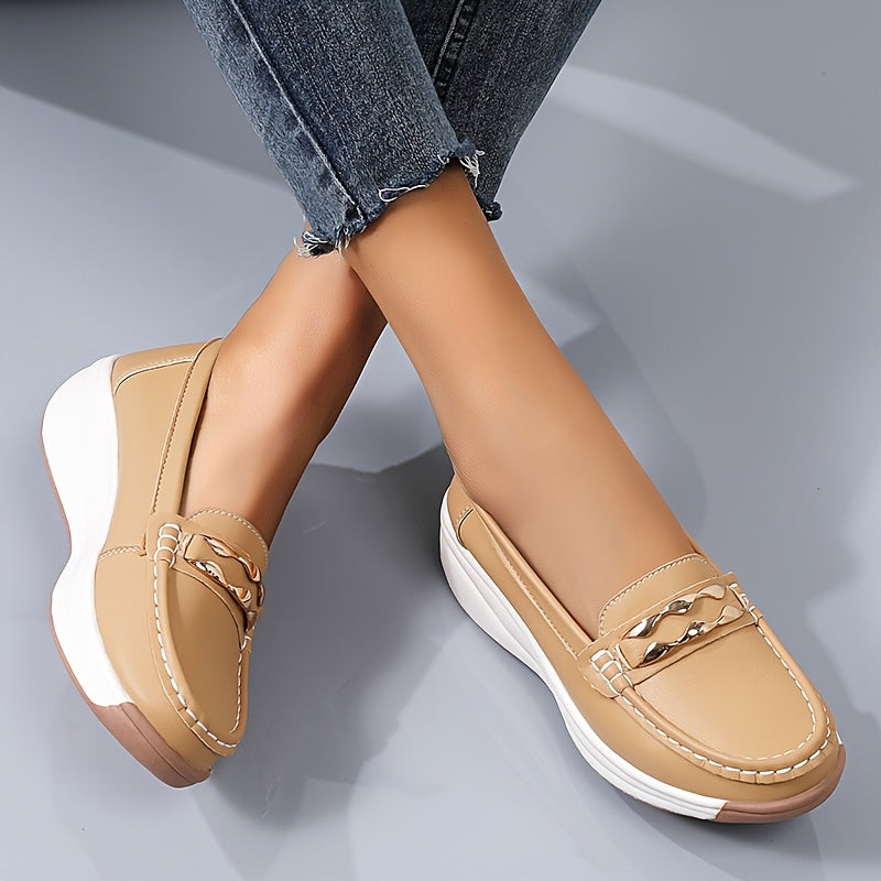 Women's Fashionable Slip-On Loafers with Anti-Slip Thick Soles