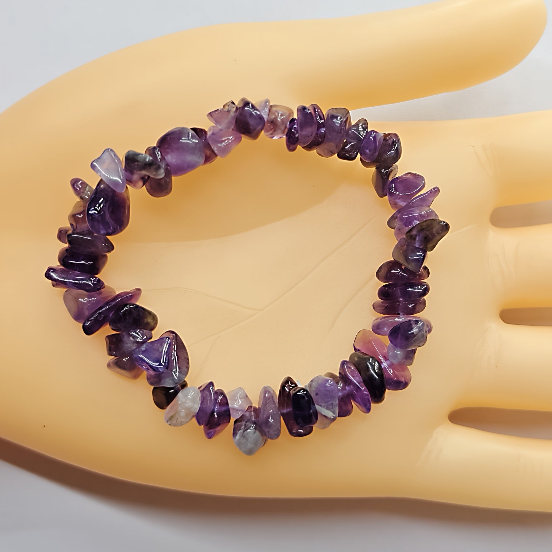 Boho Amethyst Raw Stone Bracelet Set with Peace Charm and Lucky Gift for Daily Wear