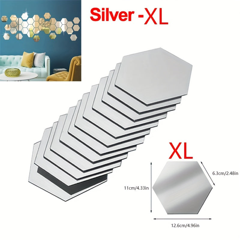 Hexagonal 3D Mirror Wall Stickers for Home Decor, DIY, Modern Design