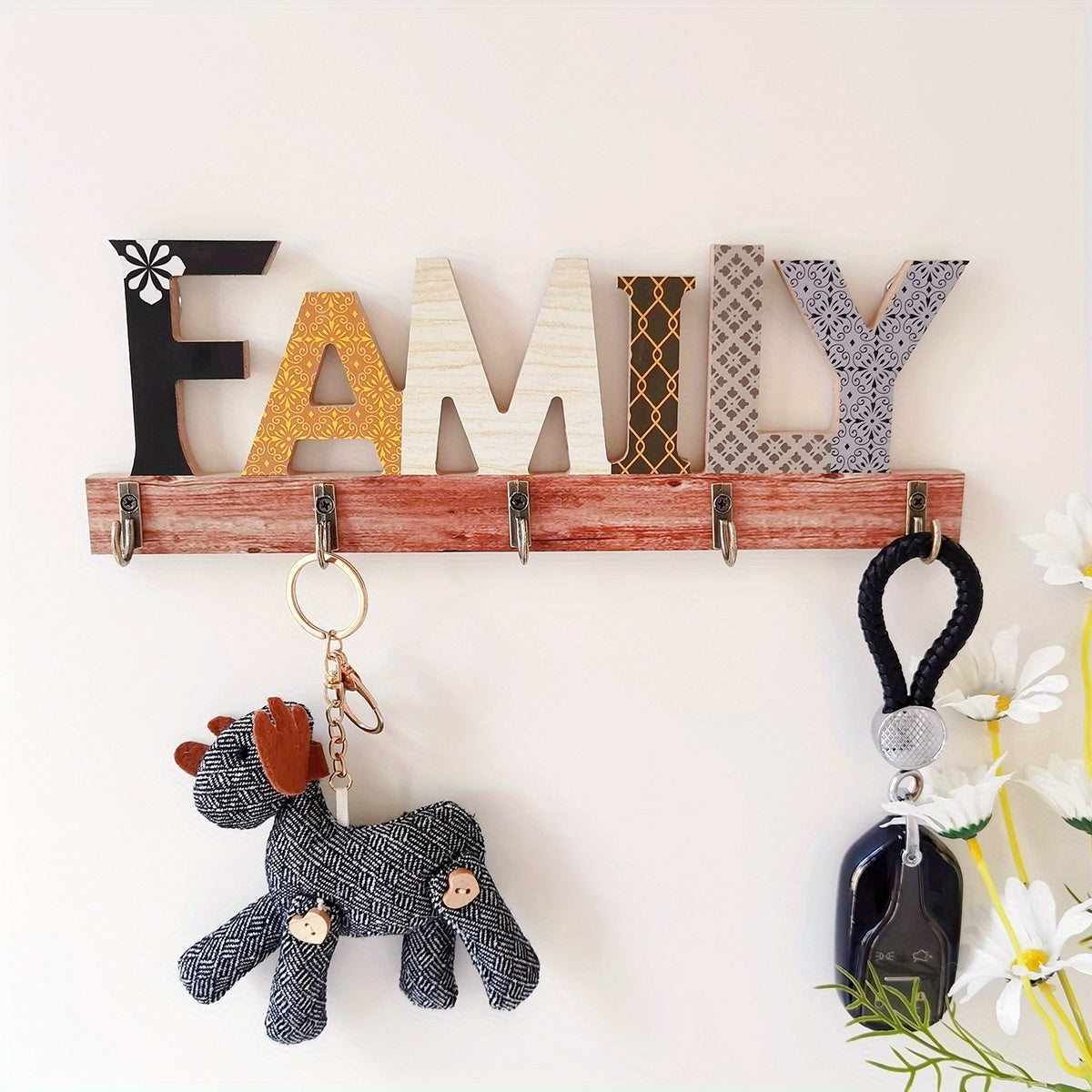 Letter Design Wall Key Holder for Door Hat Bag Housewarming Gift