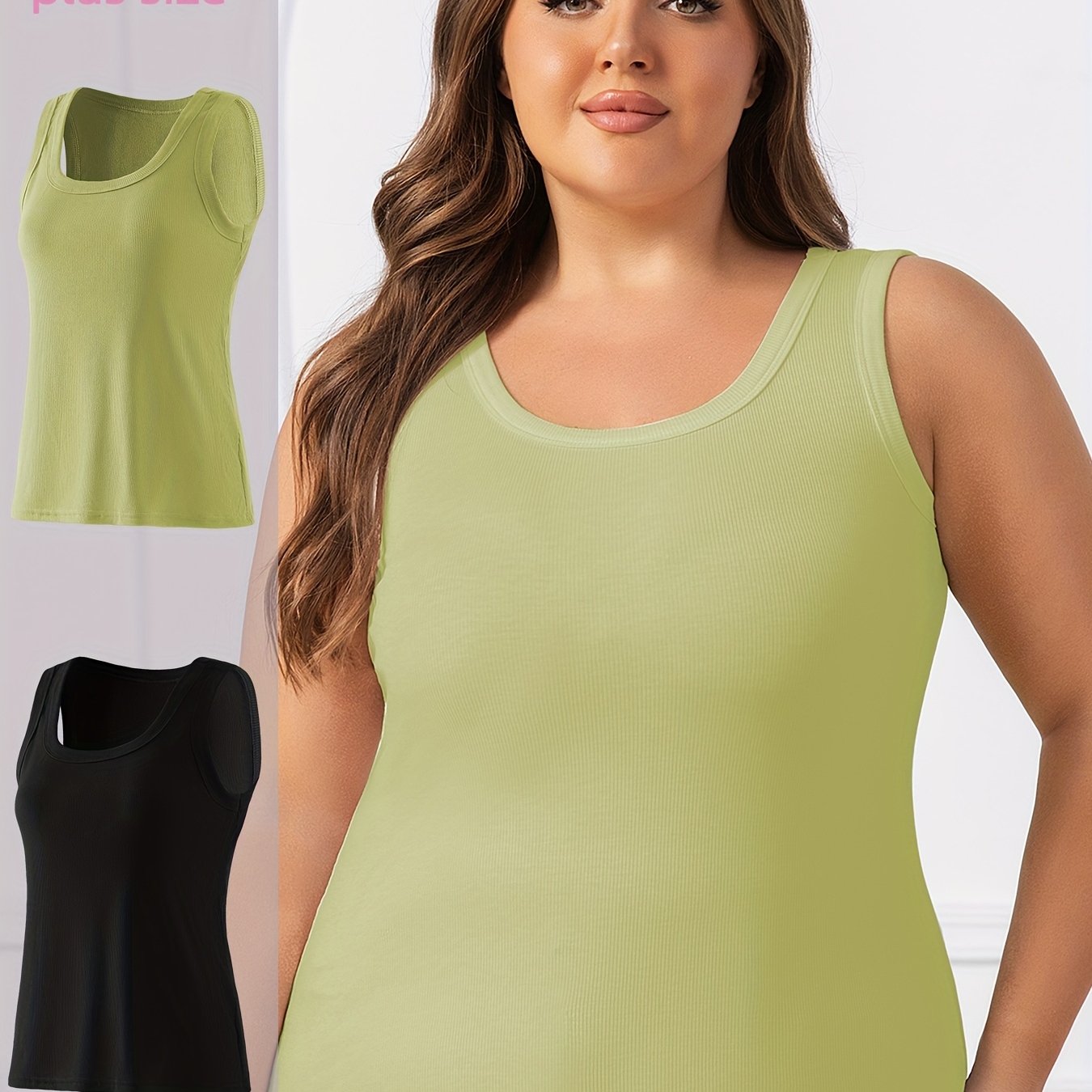 Women's Plus Size Sleeveless Tank Tops Black White 2 Pack Breathable Loose Fit