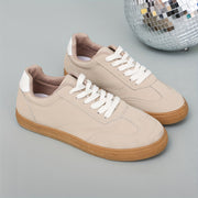 Женские туфли-лоферы на шнуровке из однотонного материала, повседневные легкие обувь на резиновой подошве