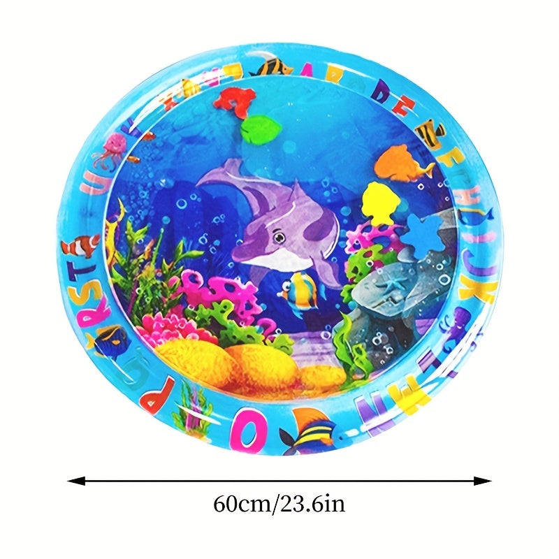 Inflatable Baby Playmat for Tummy Time and Water Play, Round Dolphin Design