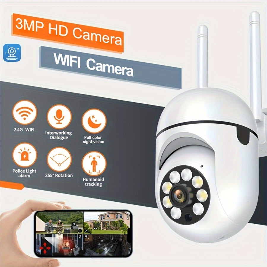 Wireless 3MP Security Camera with Pan Tilt Zoom Night Vision Two-Way Audio Indoor Outdoor
