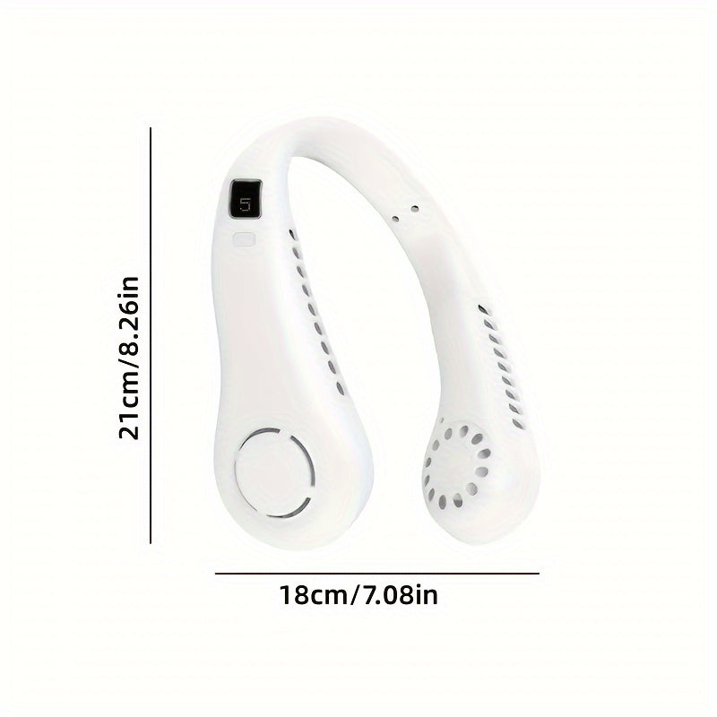 Вентилятор для шеи с висящим дизайном, однородный, 5 скоростей, LED-дисплей, легкий