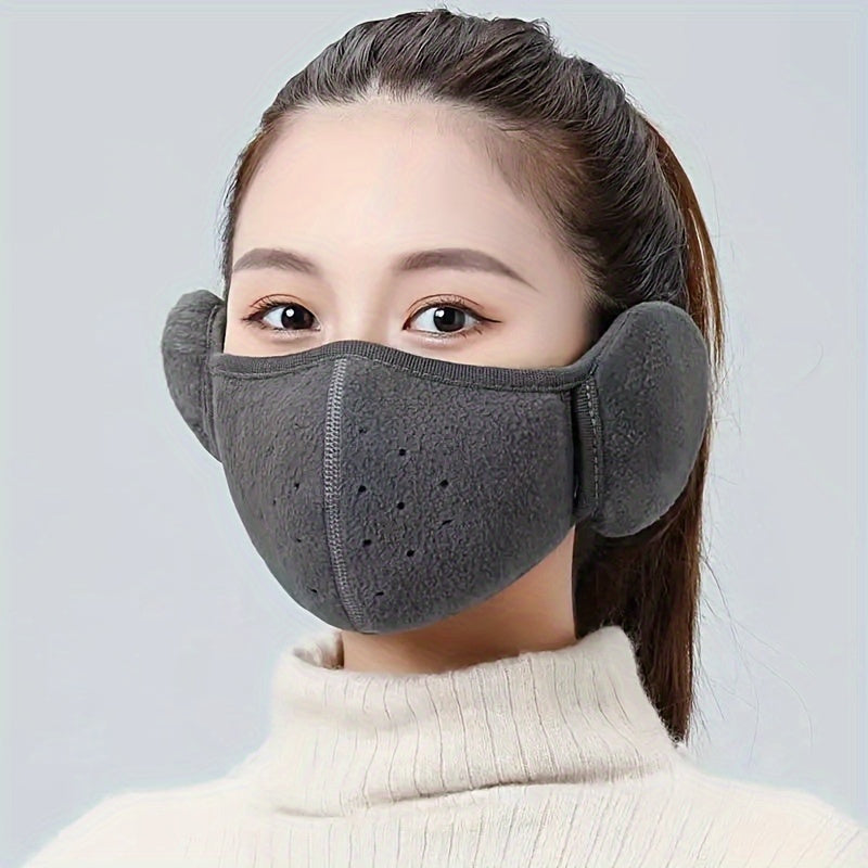Unisex Winter Thermal Face Mask with Earmuffs Cold-Proof Breathable Cycling Mask