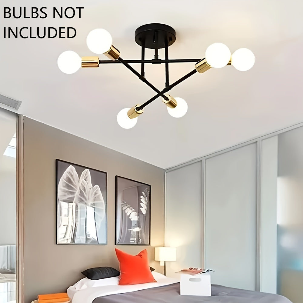 6/8-Head Metal Chandelier Industrial Style Ceiling Light Fixture for Bedroom Kitchen Living Room