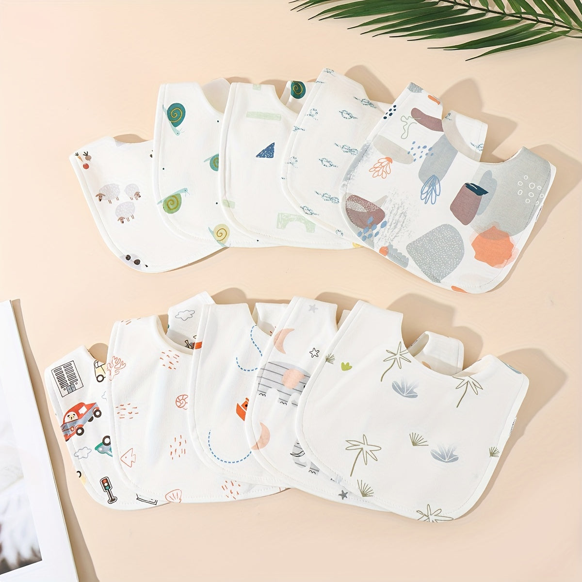 Set of 3 Waterproof Kids Feeding Bibs U-Shaped Durable Boys Girls Snap Closure