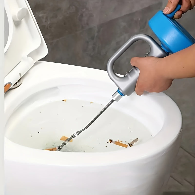 Steel Wire Hand Operated Pipe Dredger for Sewer Toilet Kitchen Cleaning Blue