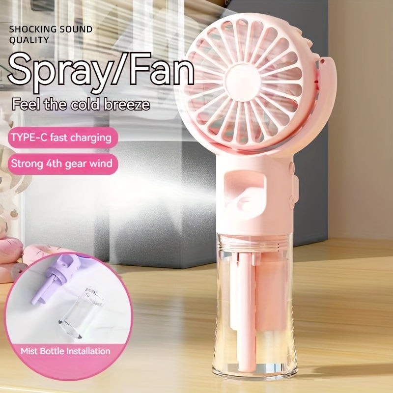 Rechargeable Handheld Spray Fan and Facial Steamer for Travel and Outdoor Use