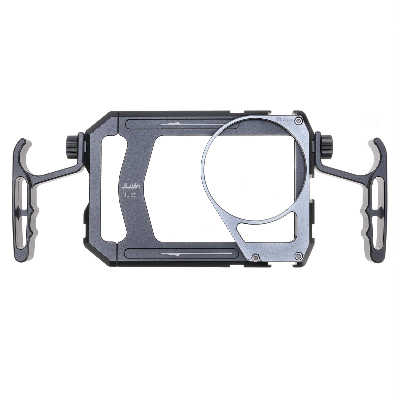 Universal Smartphone Cage with Hand Grips and 67mm Filter Adapter for Vlogging and Filmmaking