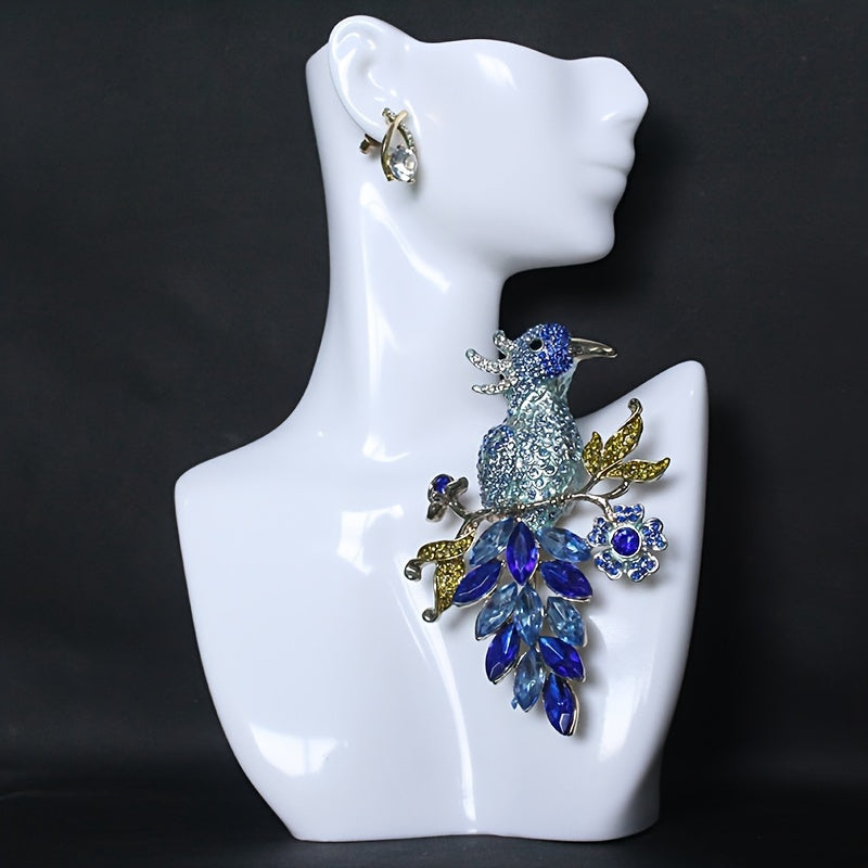 Retro-Style Alloy Hand-Painted Bird Brooch with Rhinestones for Women