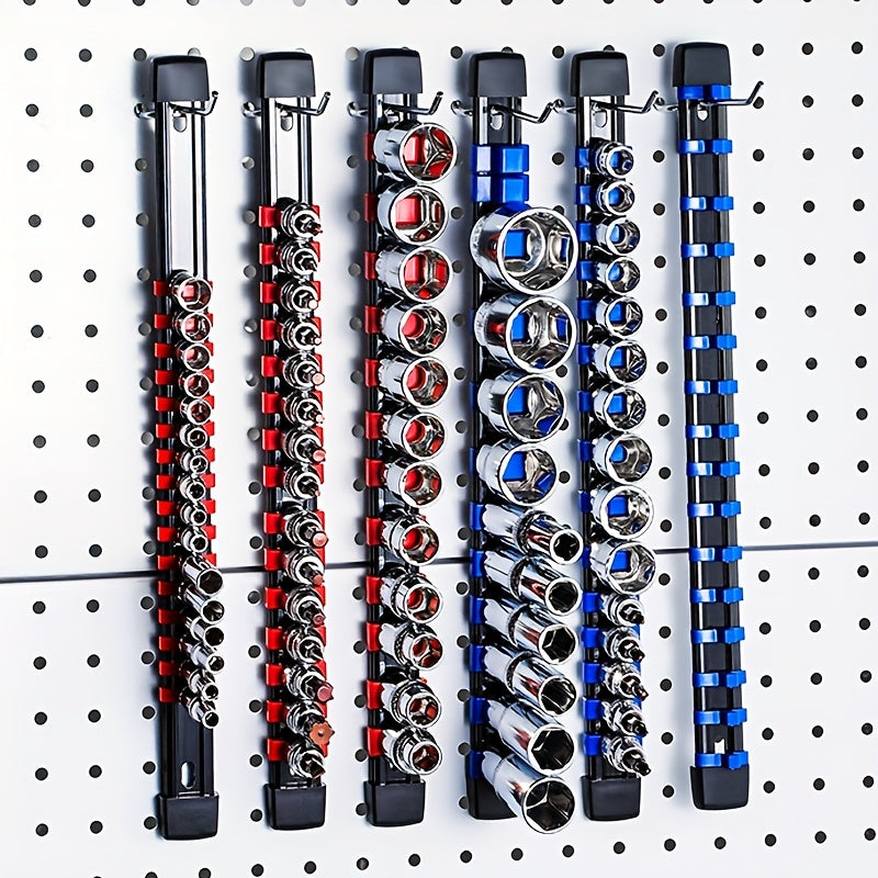 Socket Organizer Wall Rack for 1/4, 3/8, and 1/2 Inch Ratchet Sockets
