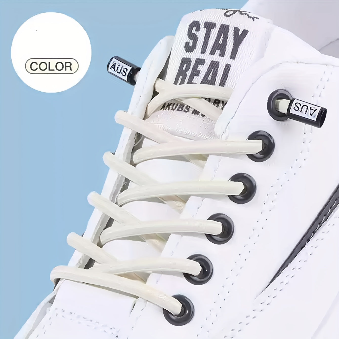 Unisex Elastic No-Tie Shoelaces with Safety Buckle Multicolor Durable Knit