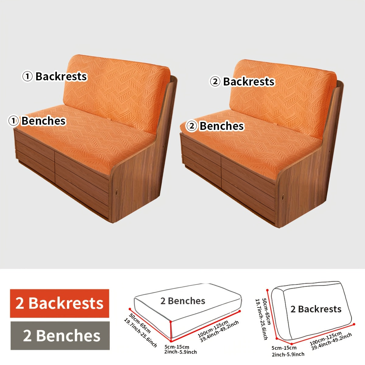 2-Piece Boho Style RV Sofa Cover Set Dust and Pet Scratch Protection Machine Washable