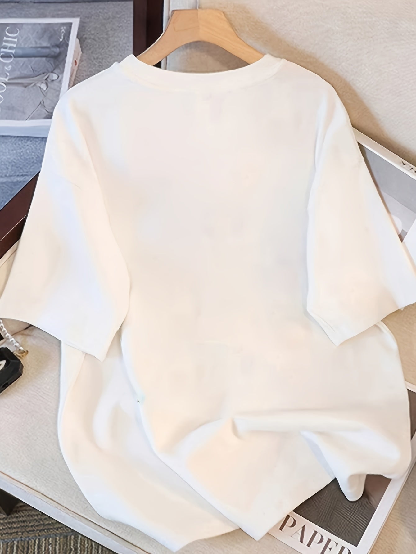 Women's Cotton Short-Sleeve T-Shirt with Cartoon Print for Summer