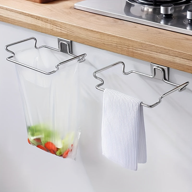 Stainless Steel Bag Holder Organizer for Cabinet Door, Hanging Plastic Storage Rack
