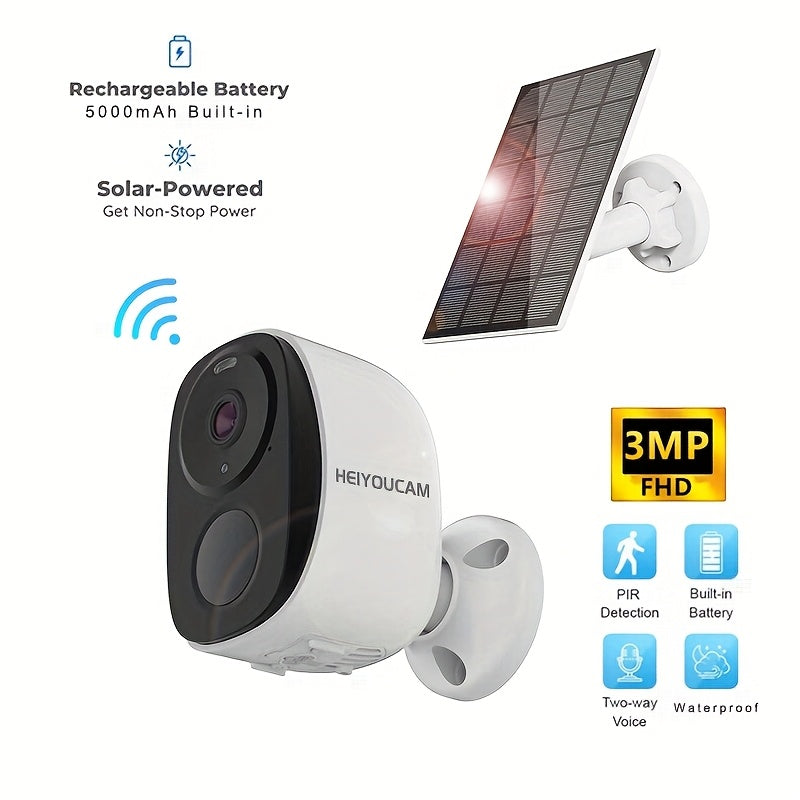Wireless Security Camera 2-Pack with Night Vision Spotlight Solar Power PIR Detection 1296p WiFi Two-Way Audio