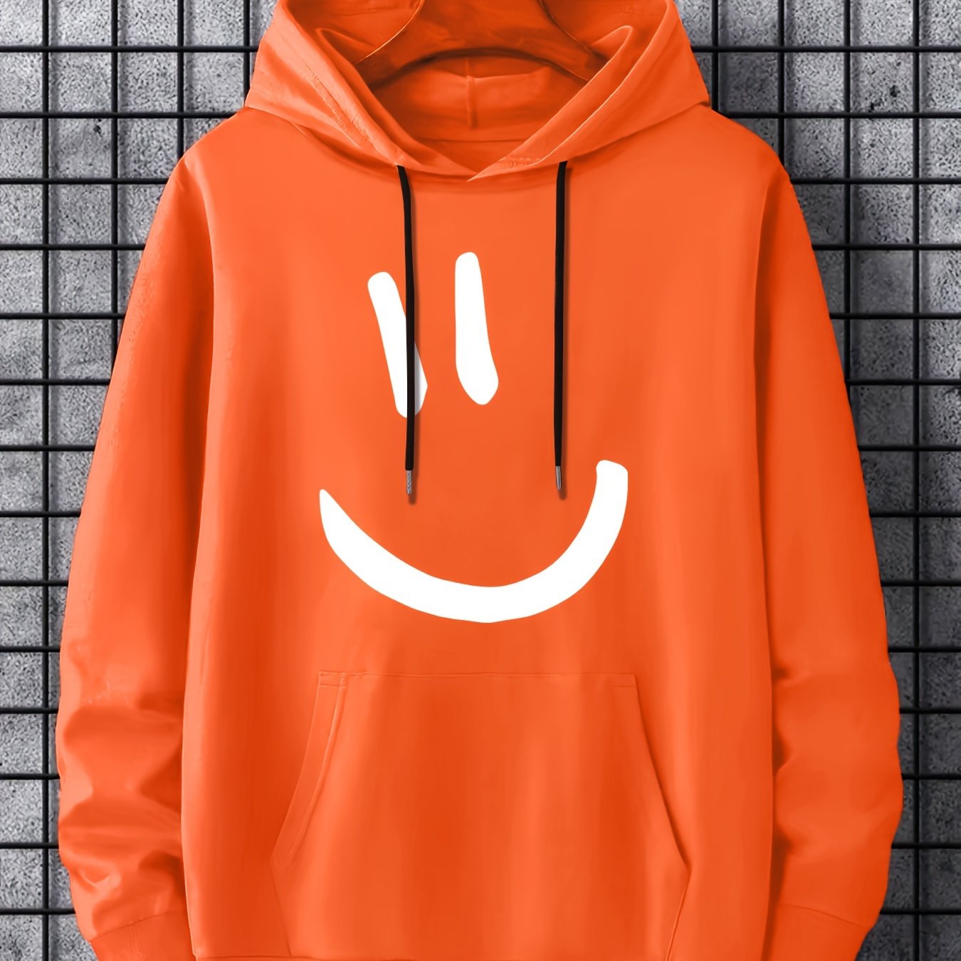 Men's Hoodie with Smile Face Graphic Print Long Sleeve Casual Plus Size Spring Autumn