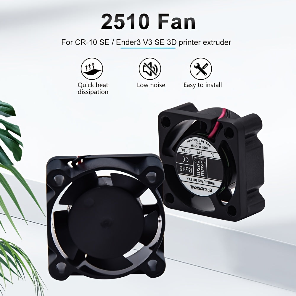 3D Printer Dual Ball Axial Fan 2510 24V for CR10-SE Ender3 V3 SE Cooling Fast Heat Dissipation