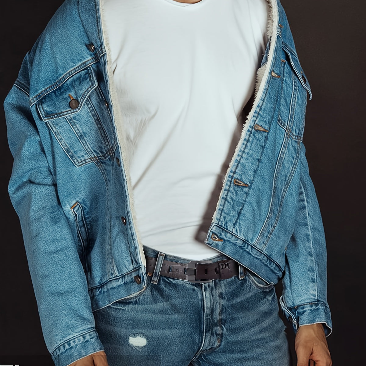 Cinturón de cuero sintético retro con hebilla de aguja para hombre, casual, de estilo coreano