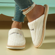 Женские домашние тапочки на slip-on с плюшевой подкладкой и мультяшным дизайном, бежево-розовые