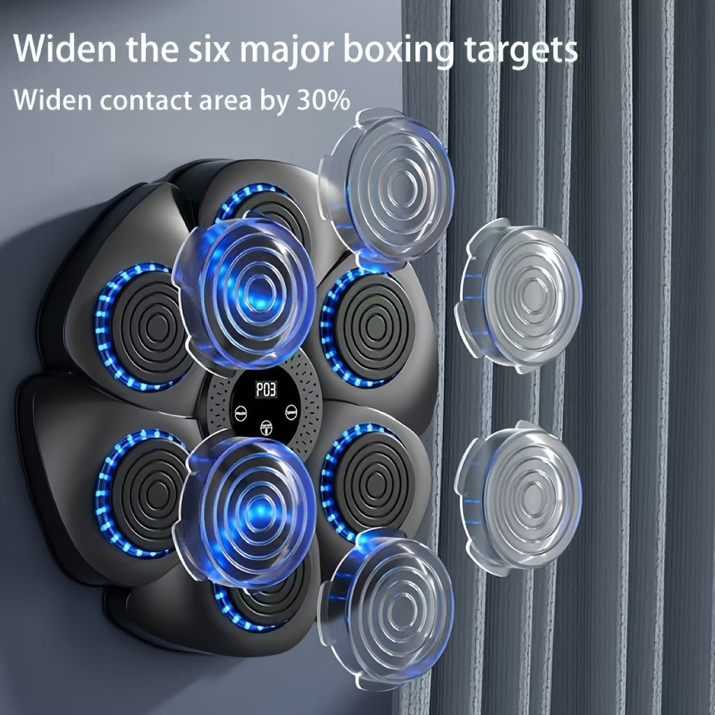 Wall-Mounted Wireless Boxing Machine with Adjustable Height Rechargeable Gloves Low Noise Black White