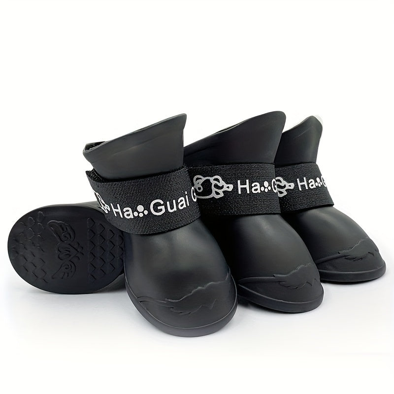 Waterproof Non-Slip Dog Rain Boots for Small to Medium Breeds PVC Soft Sole Adjustable Closure