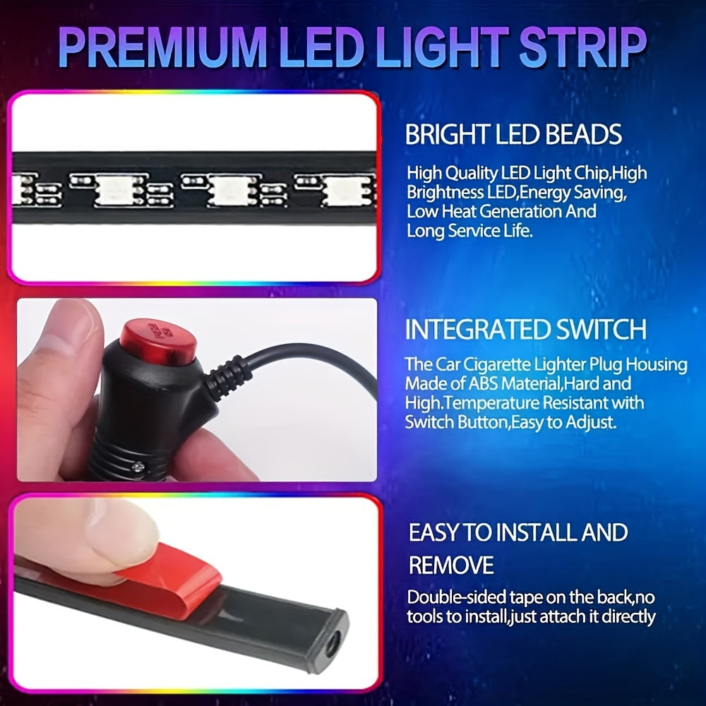 Car Interior Ambient Lights Multi-Color Voice-Activated Music-Responsive Strip