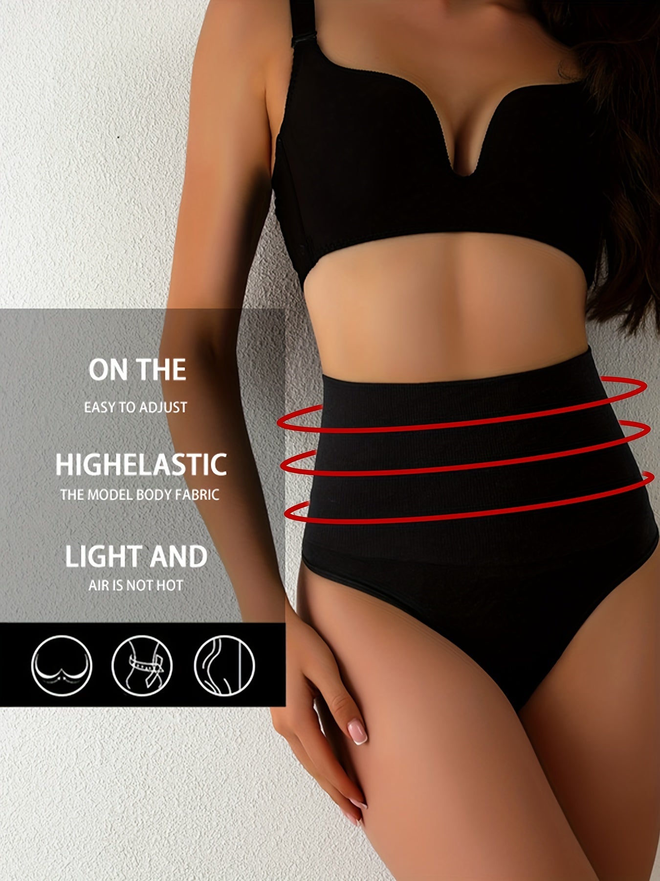 Bragas moldeadoras de cintura alta transpirables con control de abdomen y pantalones cortos con rayas