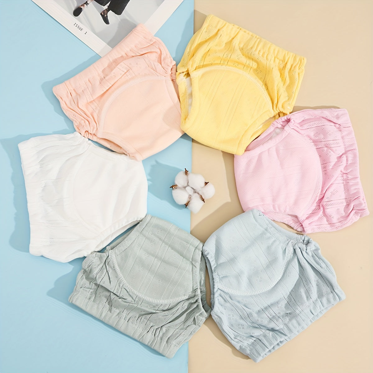 Baby Toddler Training Pants 3-Pack Waterproof Cotton Pull-Up Diapers for Boys and Girls