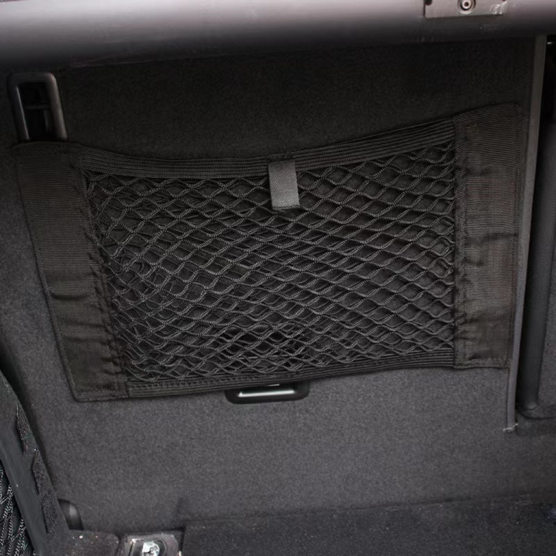 Universal Car Trunk Double Layer Mesh Storage Bag with Pockets