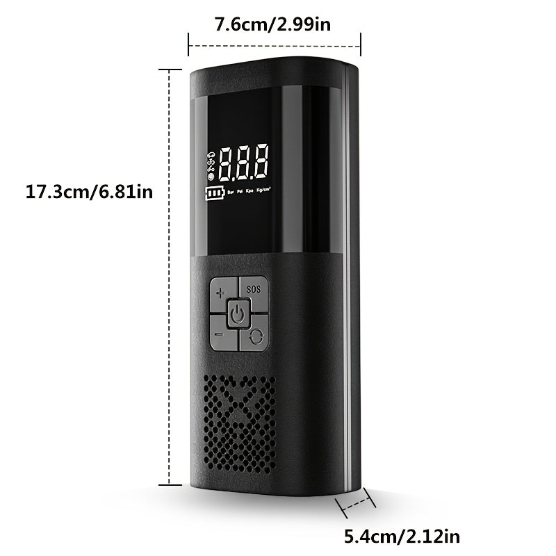 Portable Tire Inflator with Pressure Gauge LED Light and Fast Cordless Operation