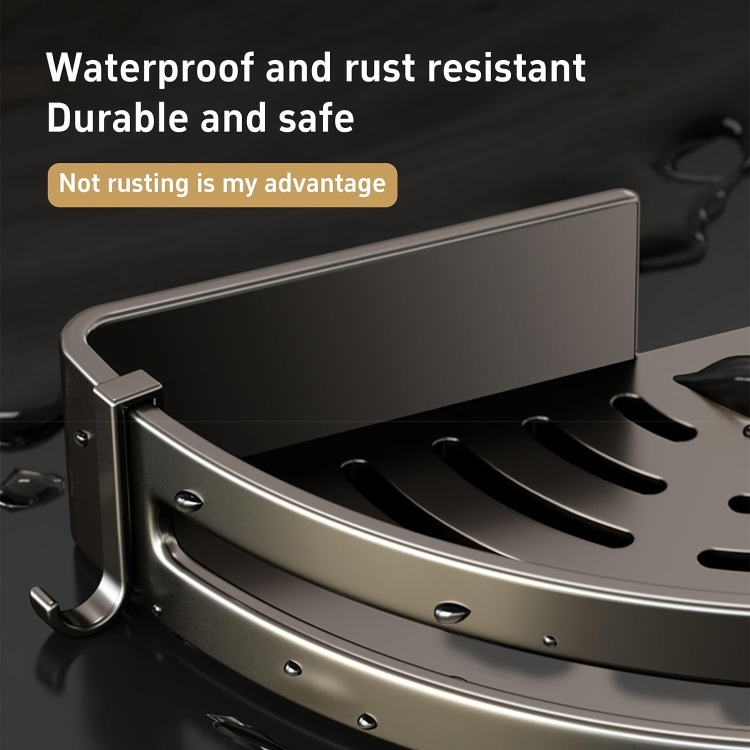 Self-Adhesive Corner Shower Caddy with Rust-Proof Shelves and Towel Holder