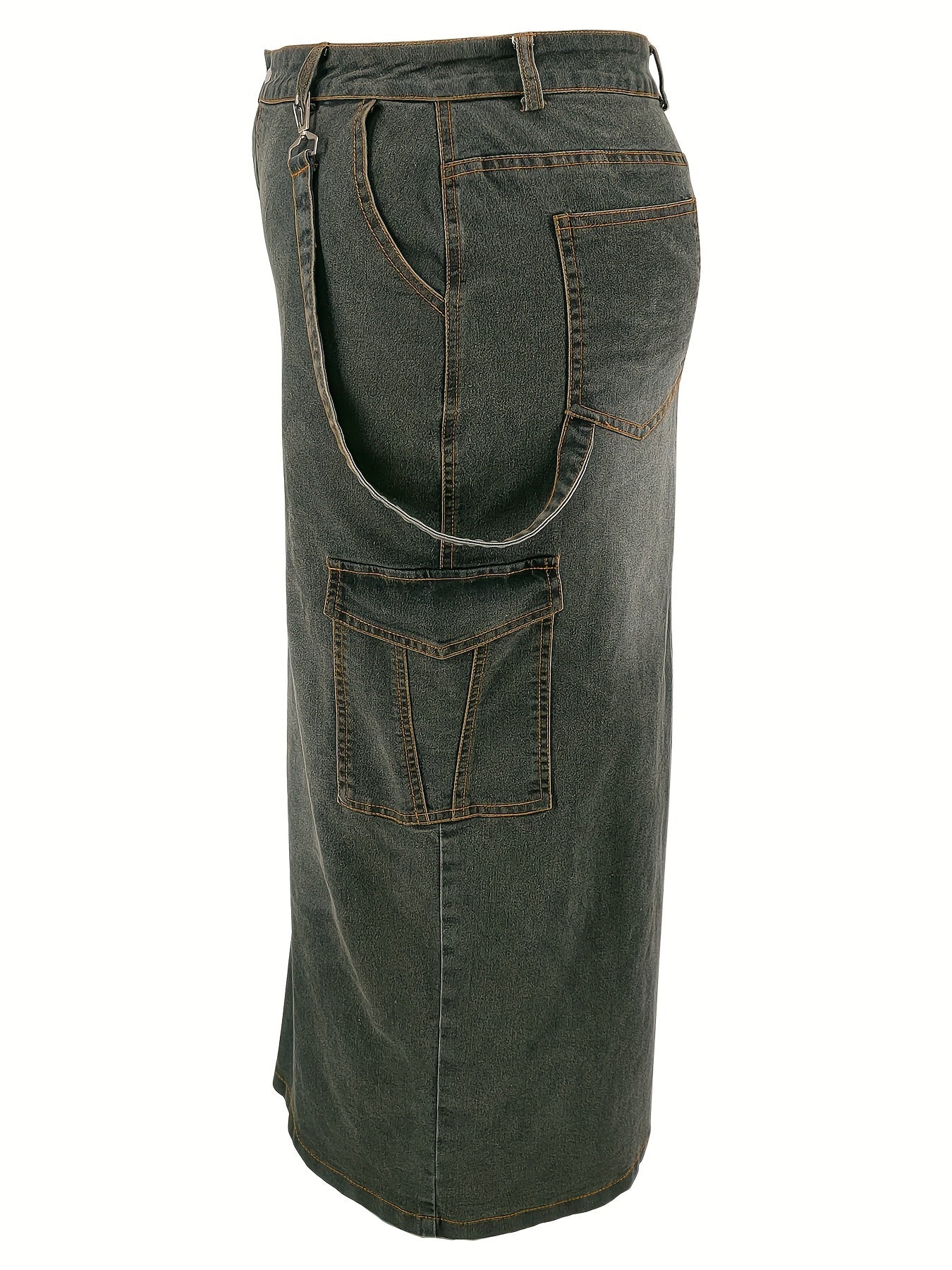 Falda midi de mezclilla lavada de tallas grandes para mujer lavable a máquina