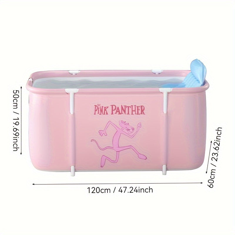 Adults Foldable Freestanding Bathtub PVC Blue White Marble Pattern Dual-Person Easy to Use