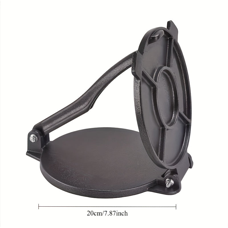 Happiness Pre-Seasoned Cast Iron Tortilla Press, zanglamaydigan po'latdan yasalgan ikki tomonlama pishirish yuzasi va oson saqlash uchun buklanuvchi tutqich bilan; Uy va ochiq havoda foydalanish uchun ideal