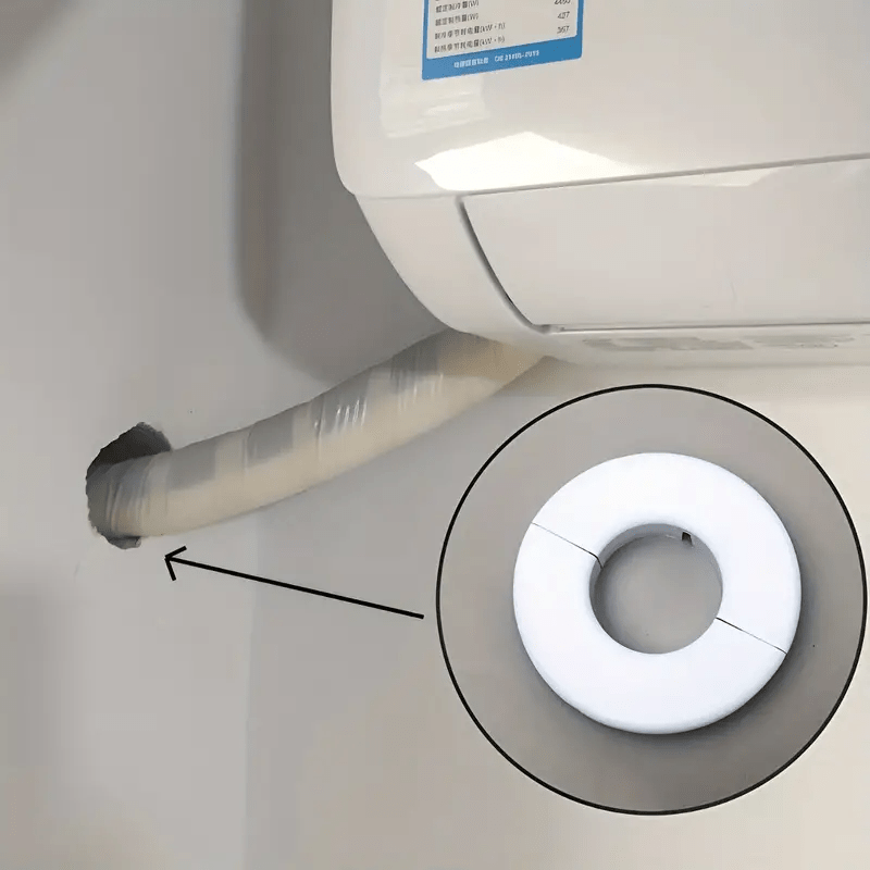 Set of 4 White Plastic Air Conditioner Hole Covers Wall-Mounted Pipe Caps