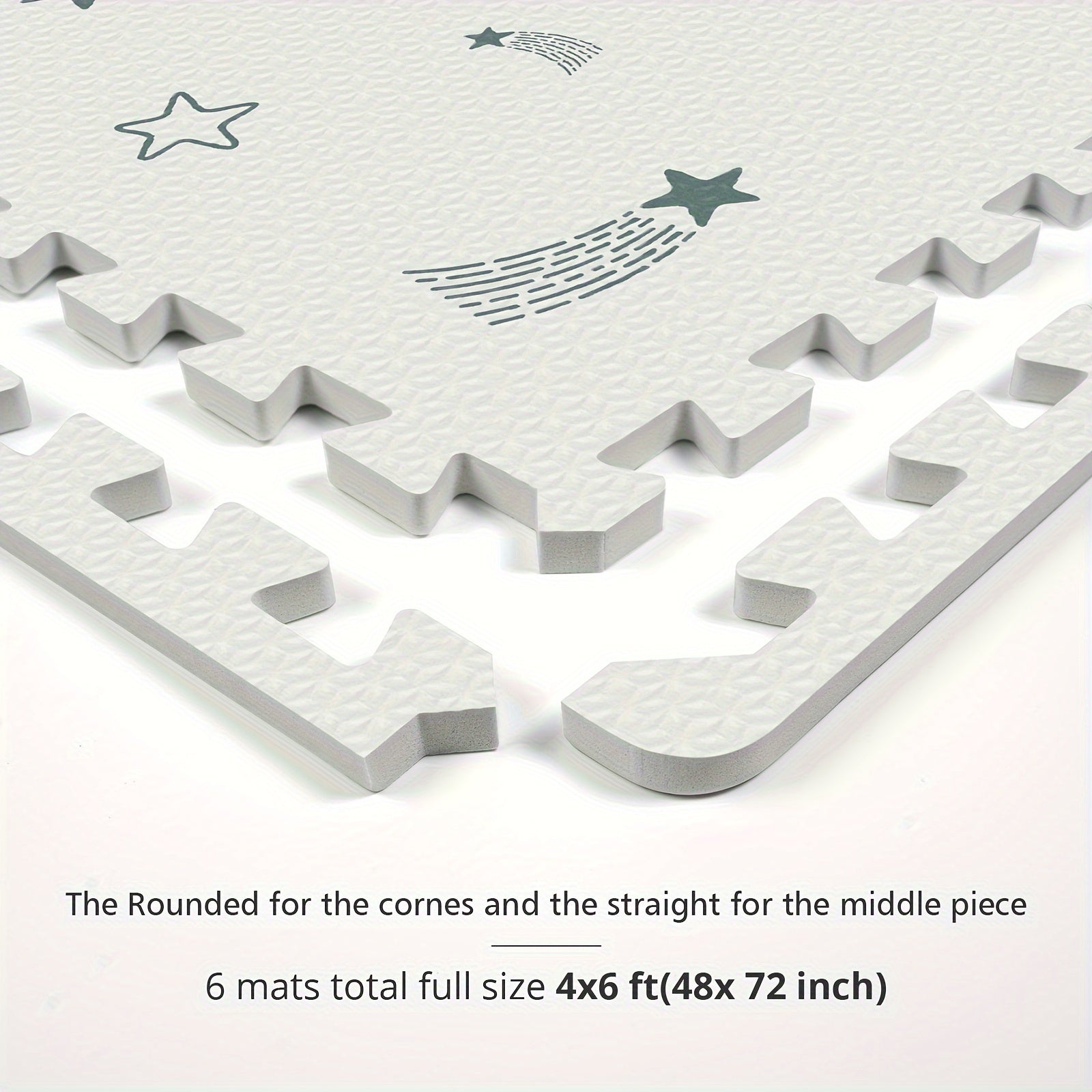Пенистый игровой коврик 6-частей, соединяющийся, нетоксичный EVA, для использования внутри и снаружи, для ползания и времени на животе