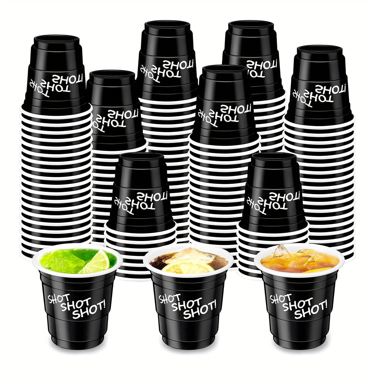 20/50 Pack Disposable 2oz Black Paper Shot Cups with Lids for Hot Beverages Recyclable
