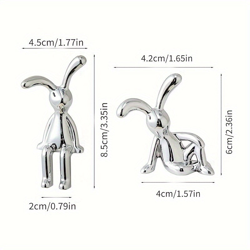 Adornos de conejo nórdico plateados con plata, figuras decorativas para escritorio o regalo