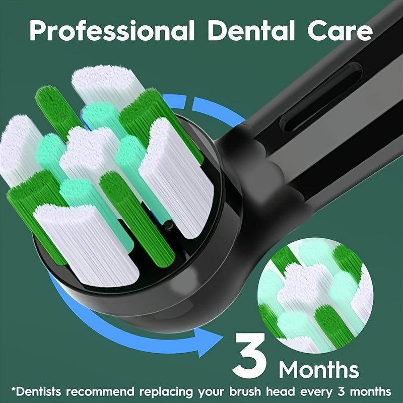 Pack of 8 White Green Electric Toothbrush Replacement Heads High-Density Bristles